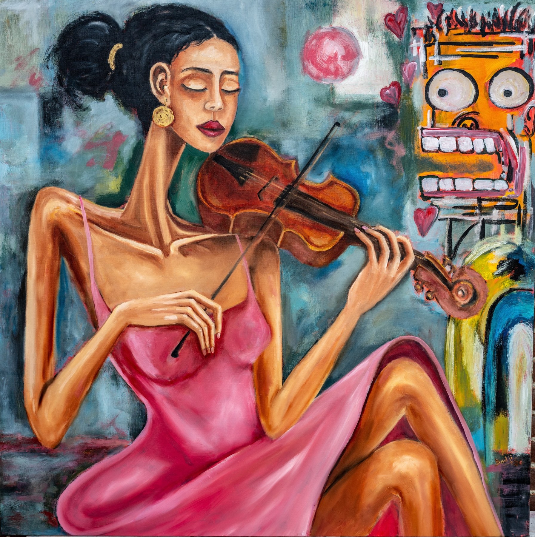 Her Secret Admirer, original painting by Dodji