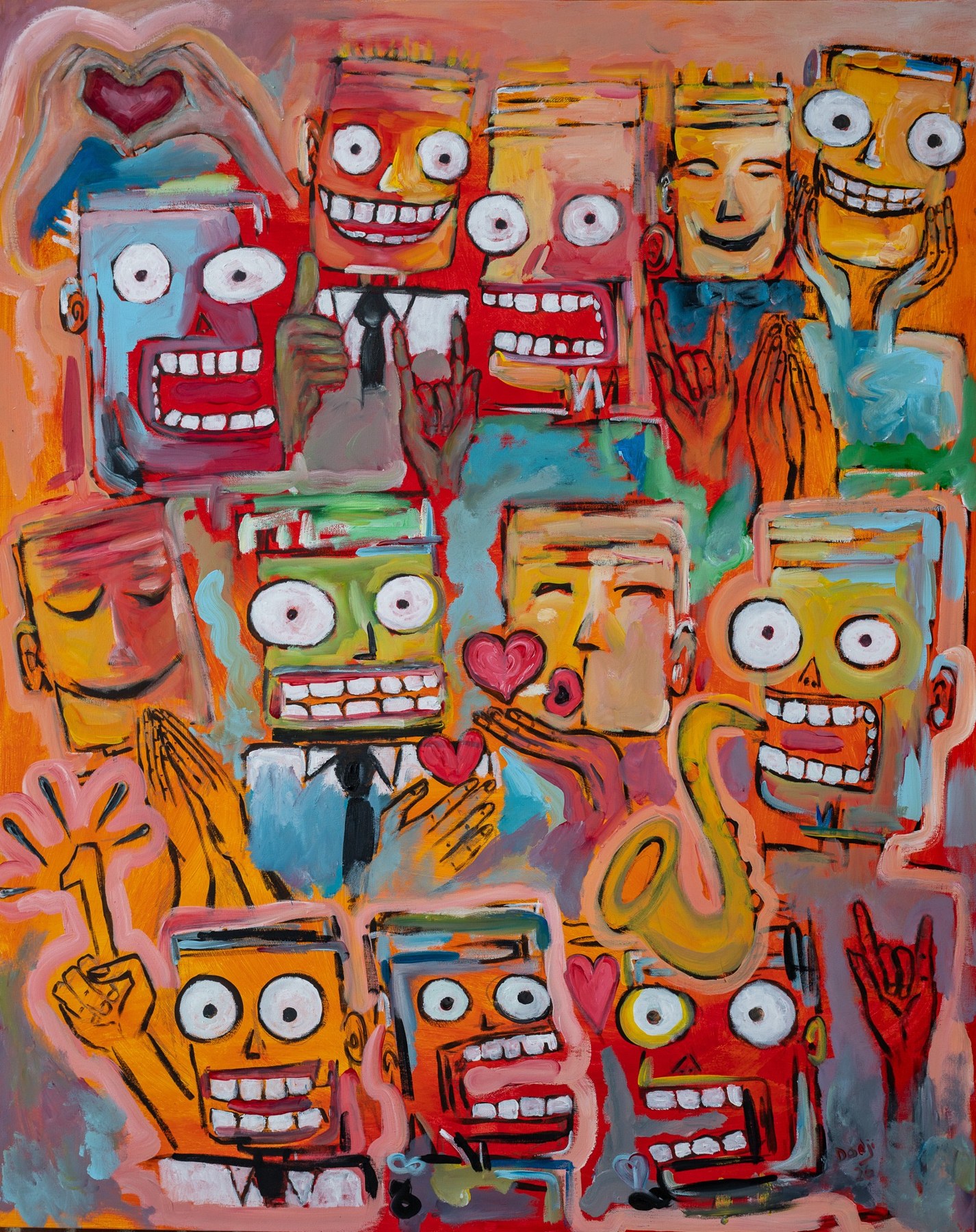 Spectators Supporters, original painting by Dodji